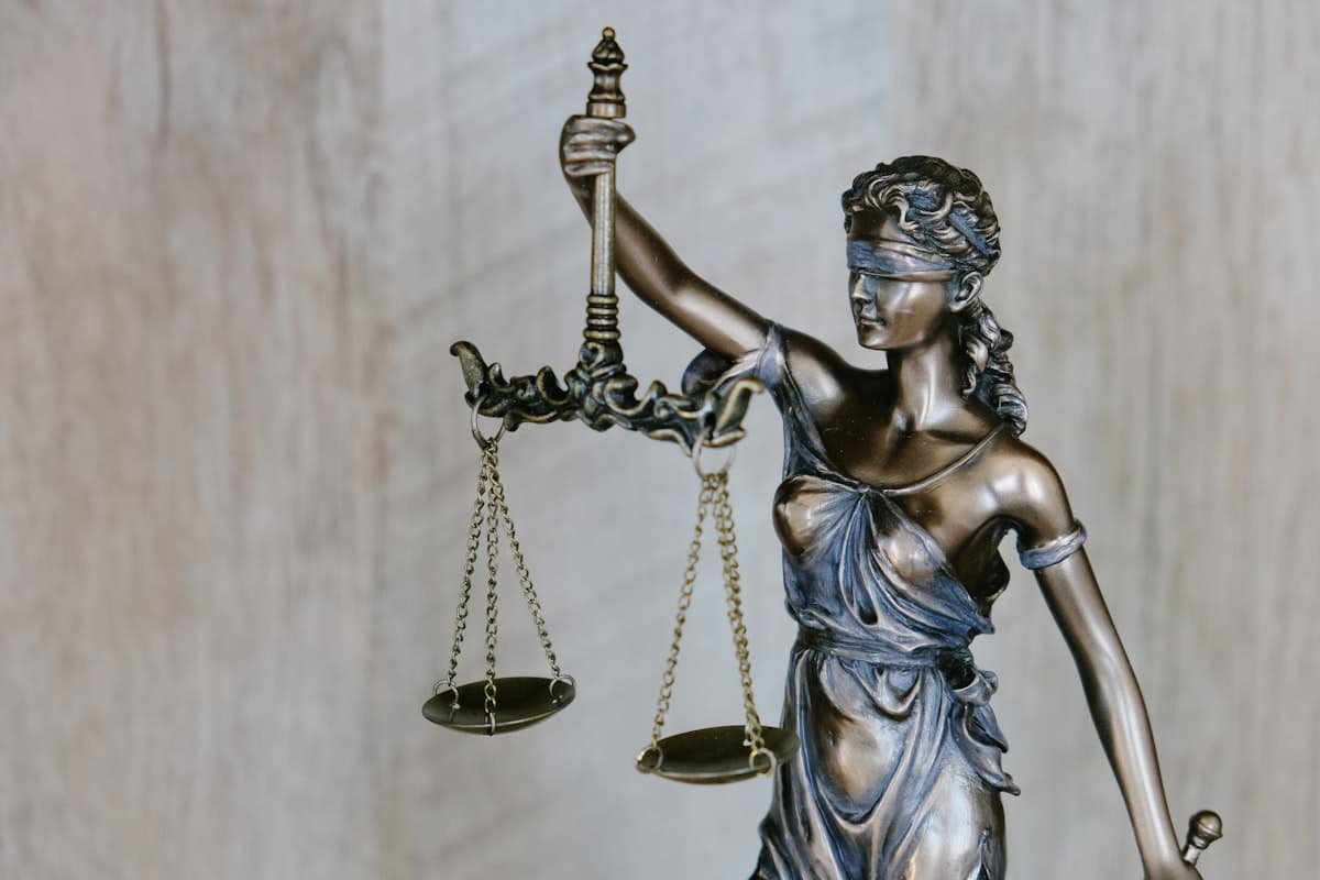 Lawyer in formal attire with a composed expression in an office setting.